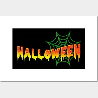 Retro Style Halloween Shirt with Spider Web Posters and Art